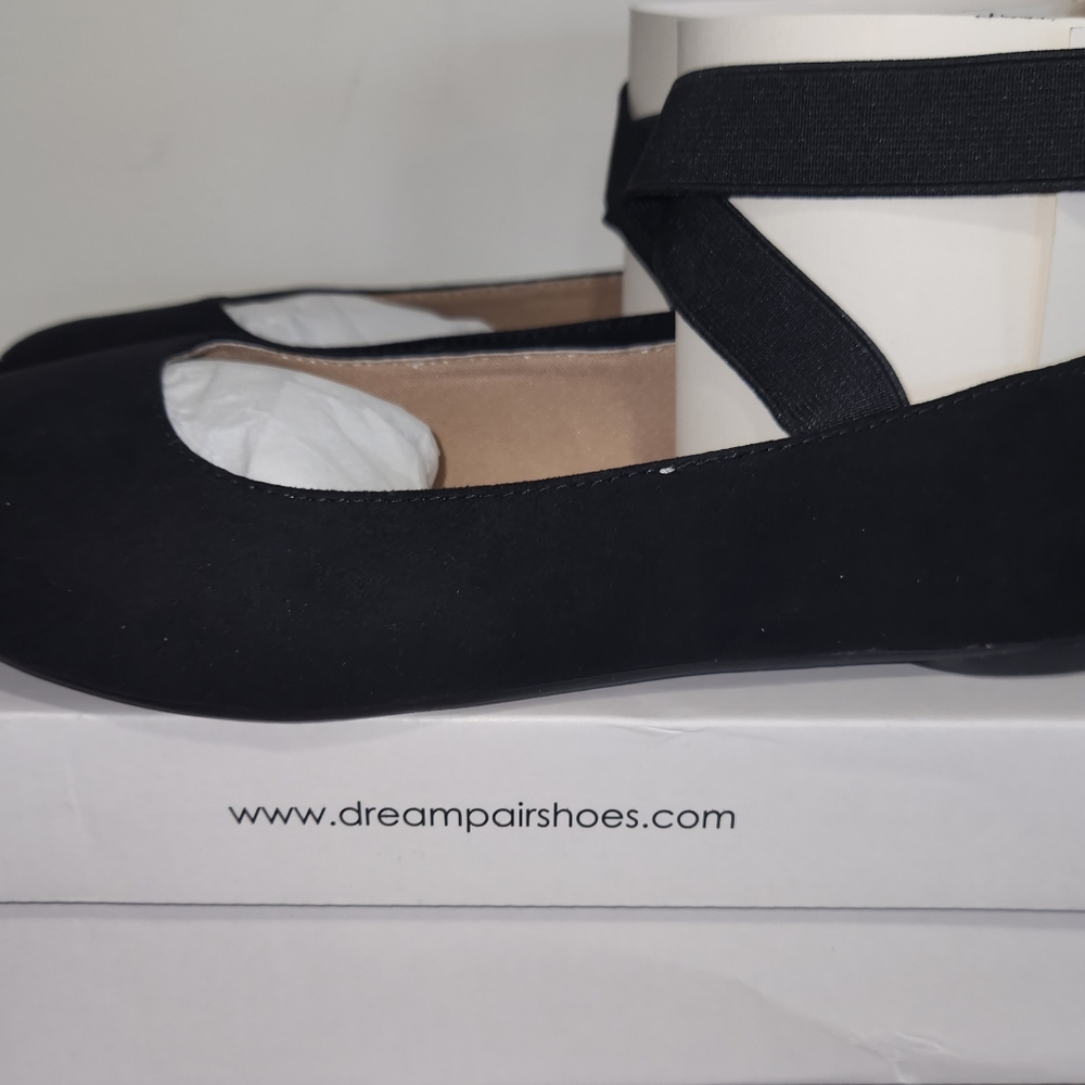 Dream Pairs Women's Black Ballet Flats w/ Elastic Ankle Straps Size 8. - Picture 4 of 8